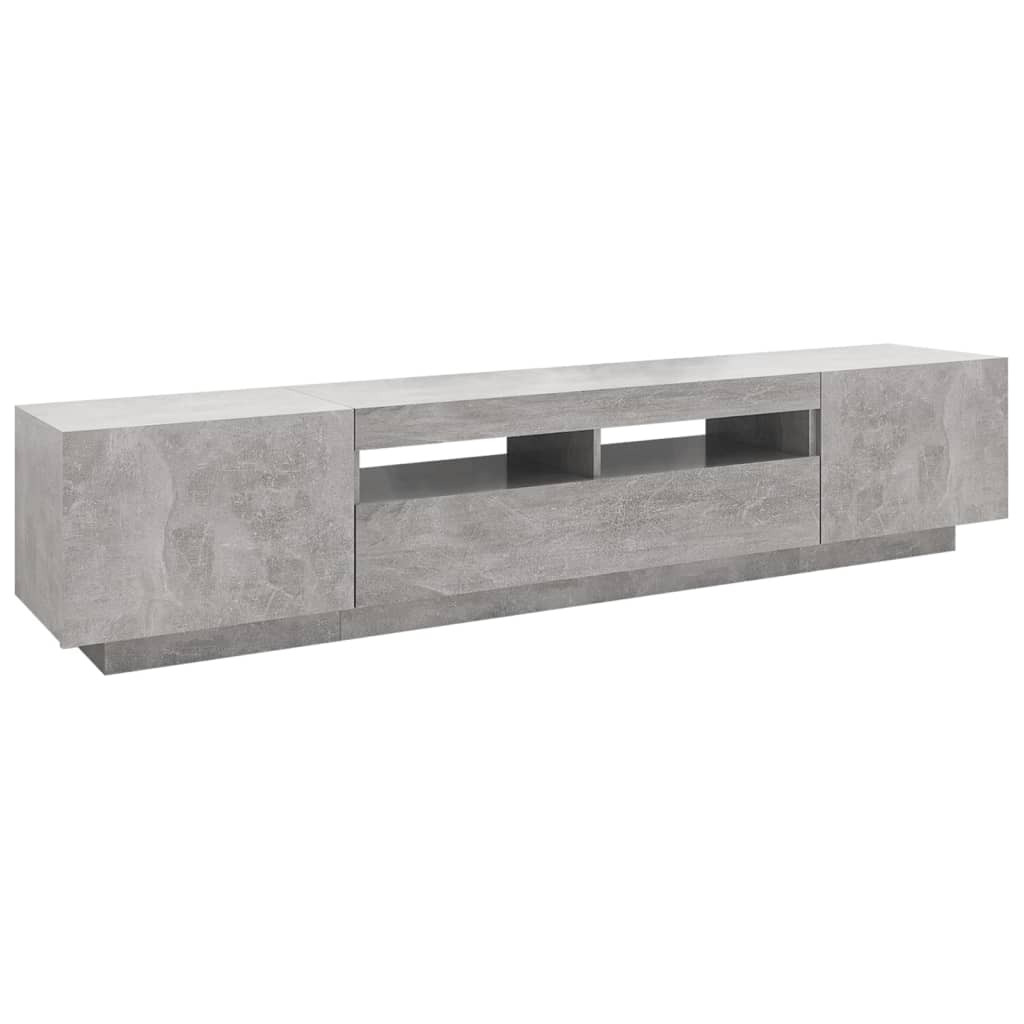 200cm TV Cabinet RGB LED Lights Concrete Grey | Simpledeals