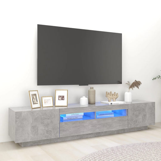 200cm TV Cabinet RGB LED Lights Concrete Grey