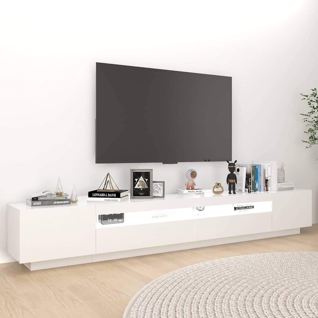 TV Cabinet RGB LED Lights 260cm White | Simpledeals