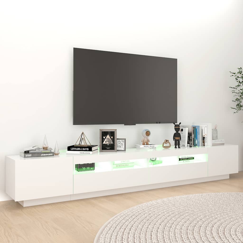 TV Cabinet RGB LED Lights 260cm White | Simpledeals