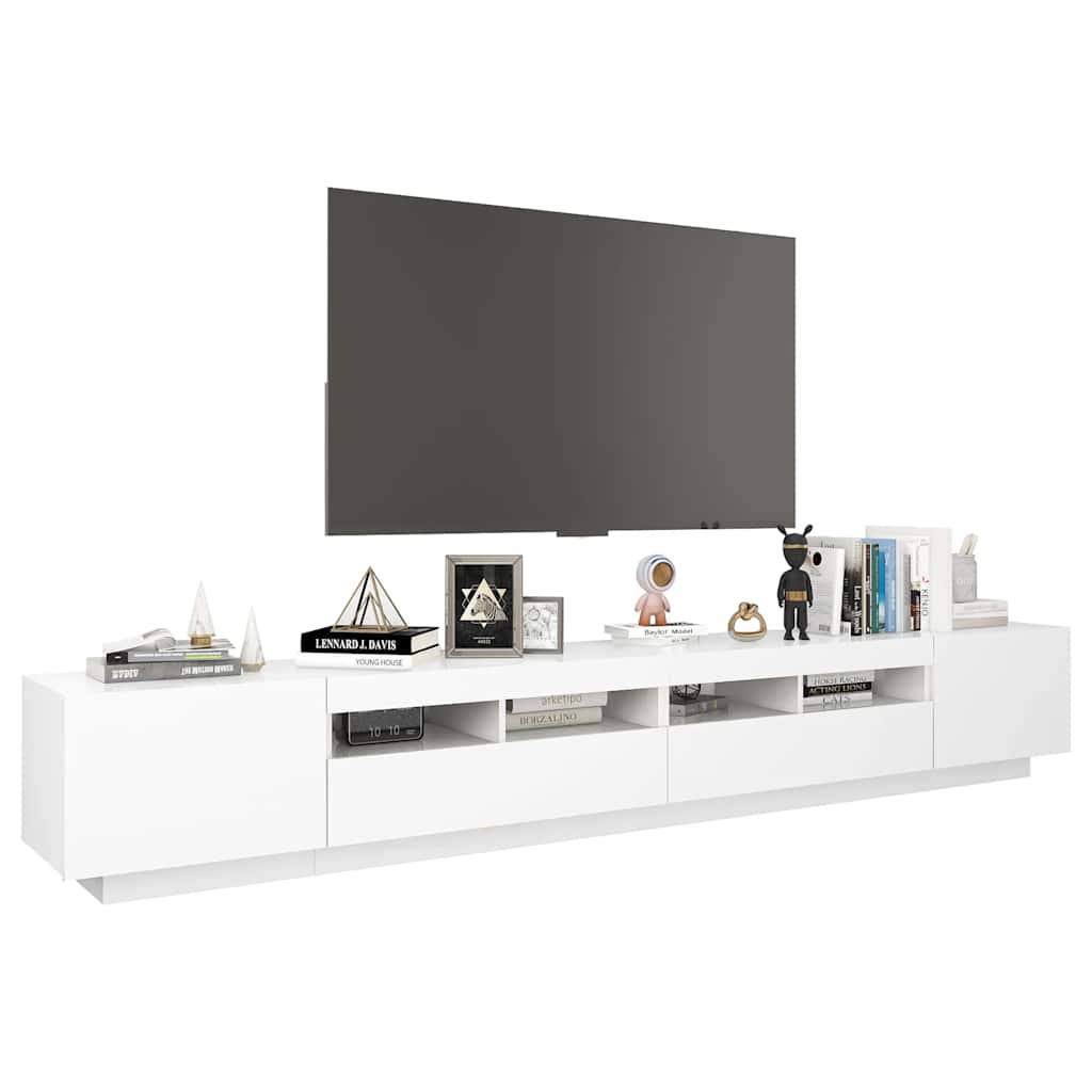 TV Cabinet RGB LED Lights 260cm White | Simpledeals