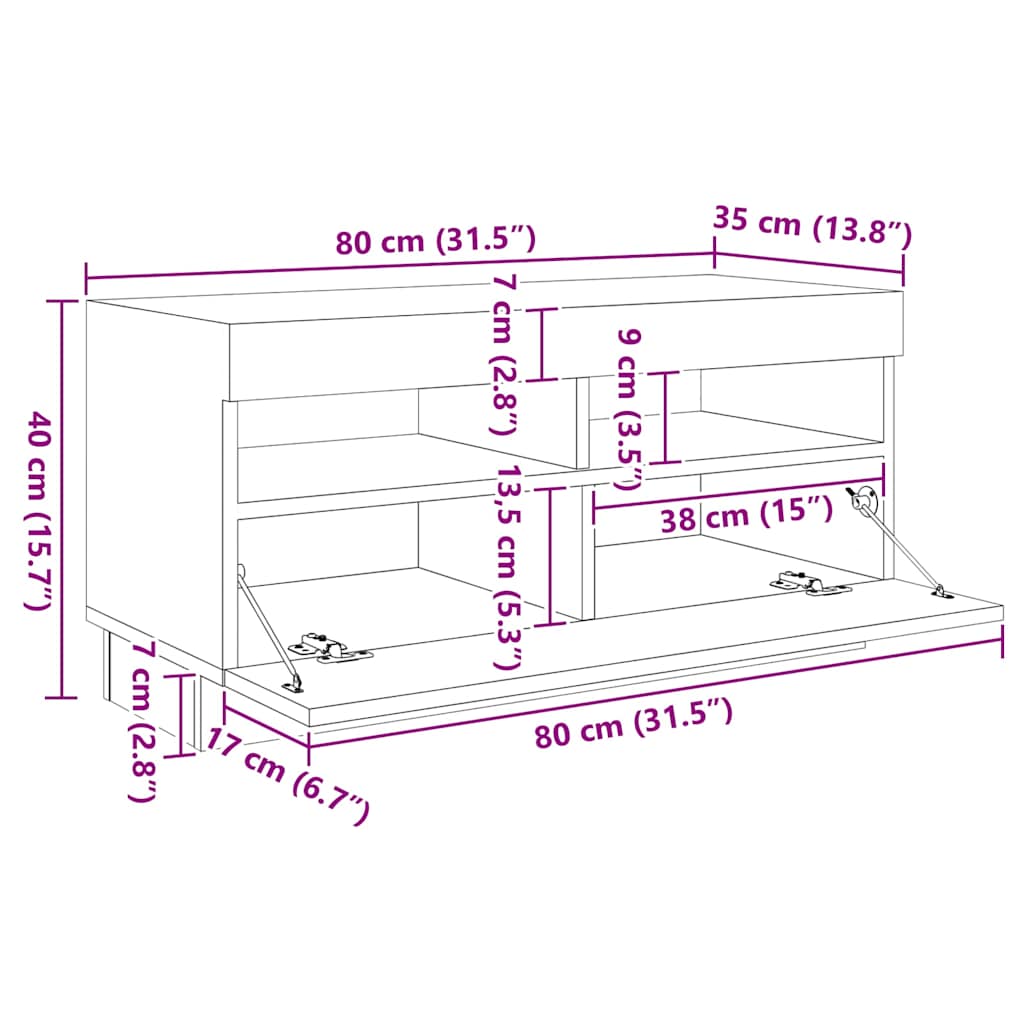 TV Cabinet RGB LED Lights 260cm White | Simpledeals