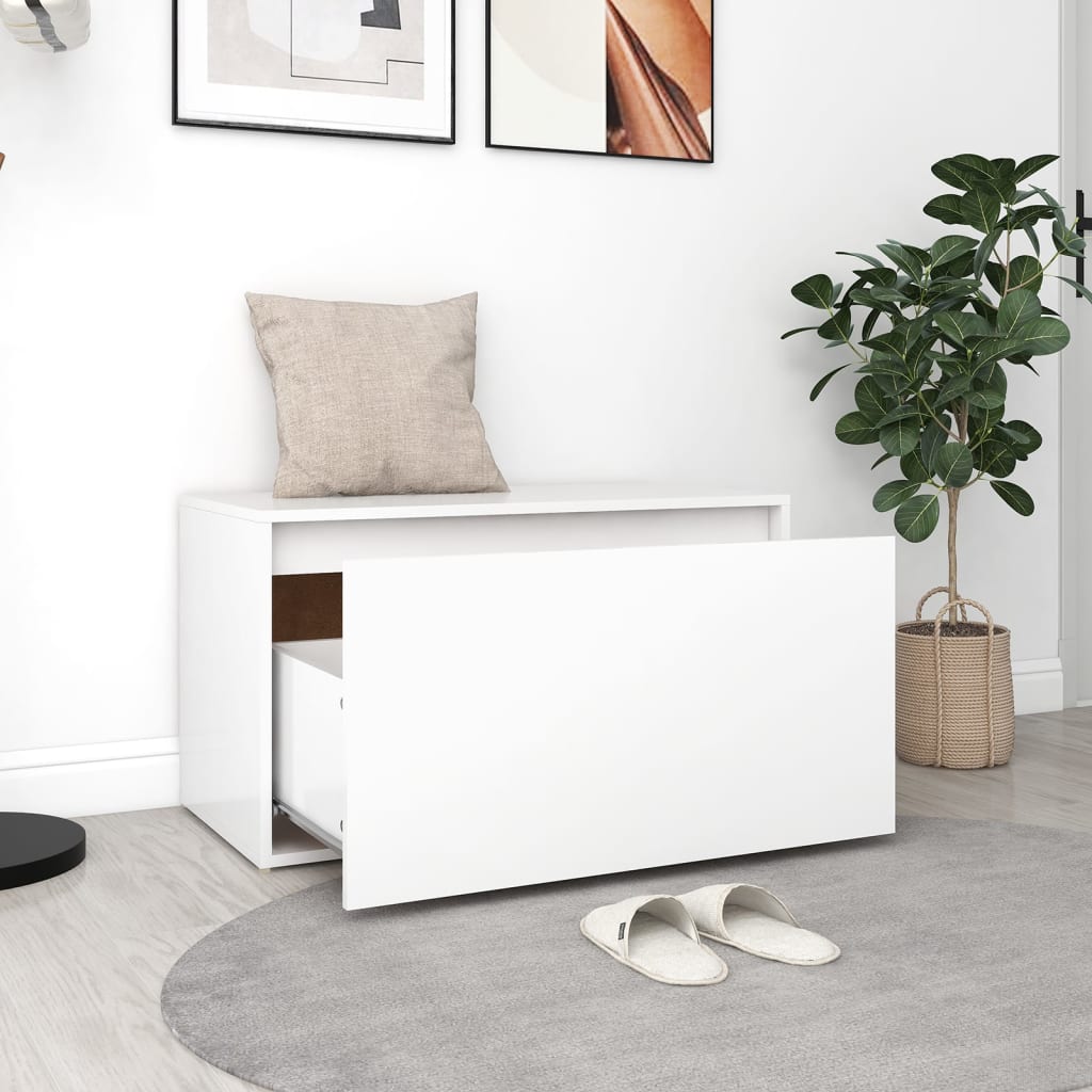 Hall Bench Drawer Storage Engineered Wood White | Simpledeals