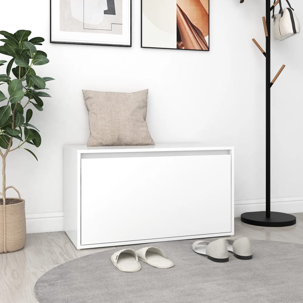 Hall Bench Drawer Storage Engineered Wood White | Simpledeals