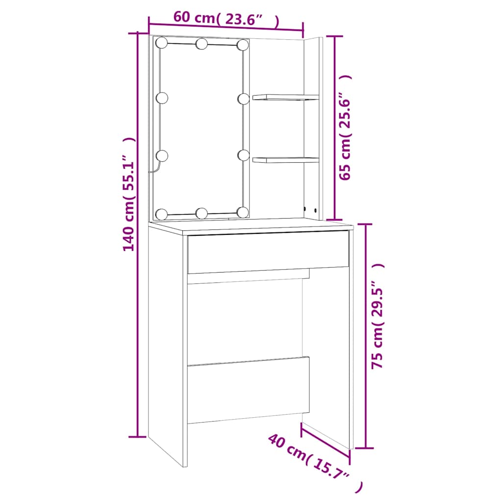 LED Dressing Table White Makeup Vanity | Simpledeals