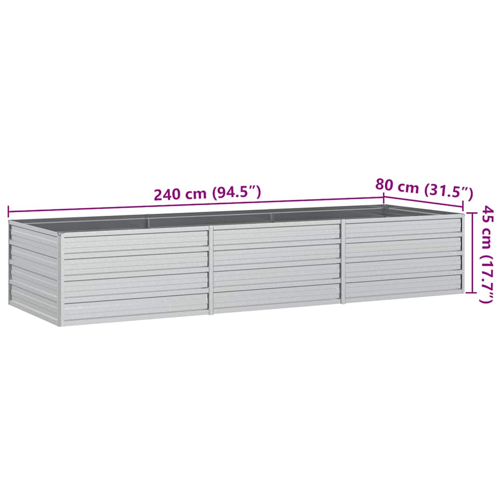 Galvanised Steel Raised Garden Bed 240x80cm | Simpledeals