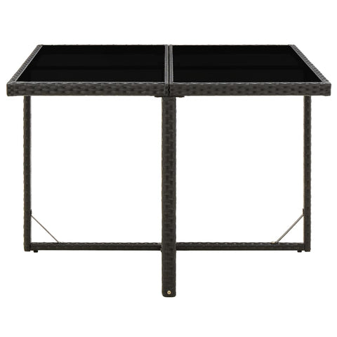 Garden Table Black Poly Rattan and Glass