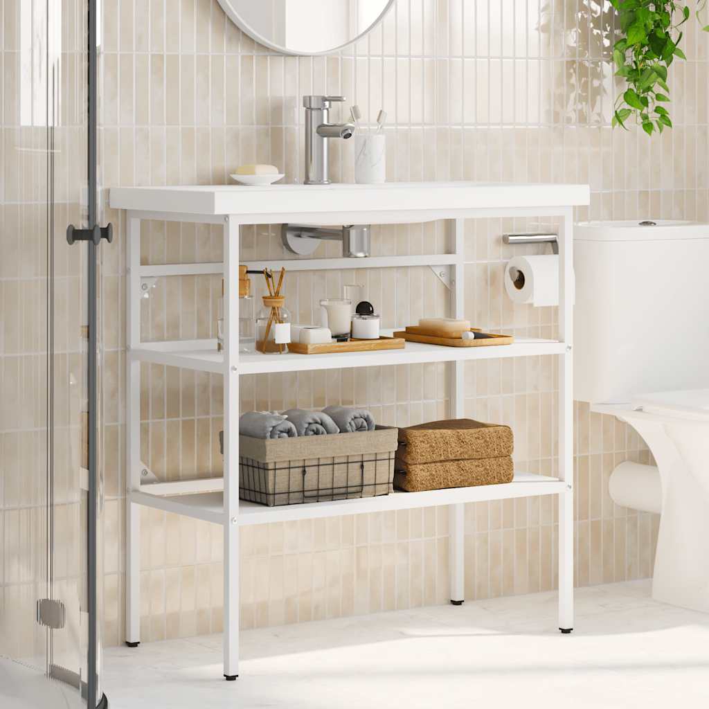 Bathroom Vanity Units - Bathroom Washbasin Frame White Iron