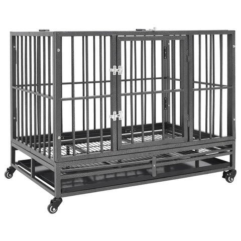 Dog Cage With Wheels Steel