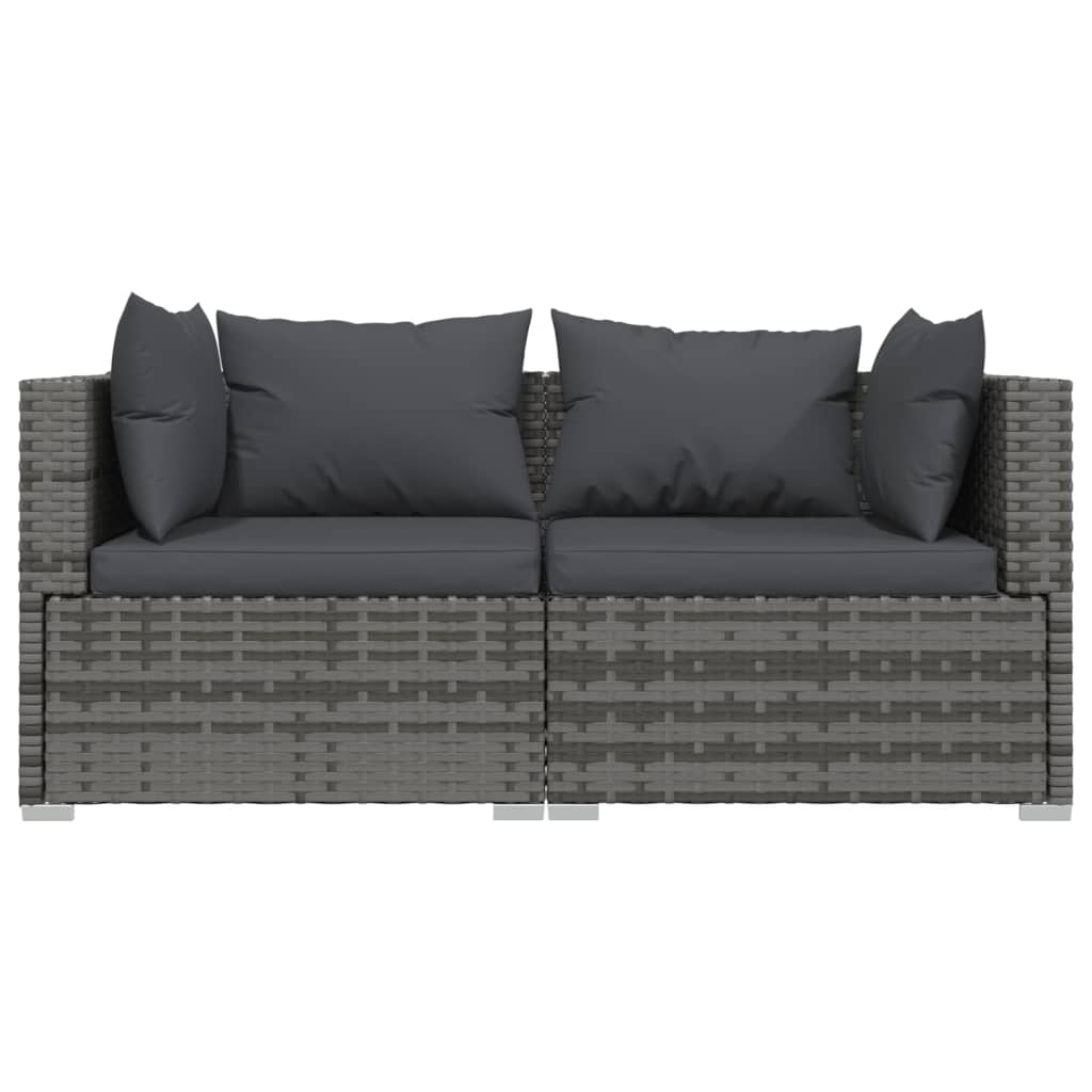 Outdoor Furniture Sets - 3 Piece Garden Lounge Set with Cushions Grey Poly Rattan