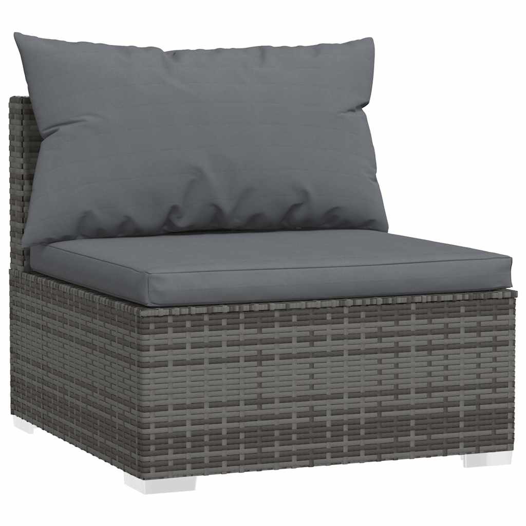 Grey colour - Garden Middle Sofa with Cushions Grey Poly Rattan