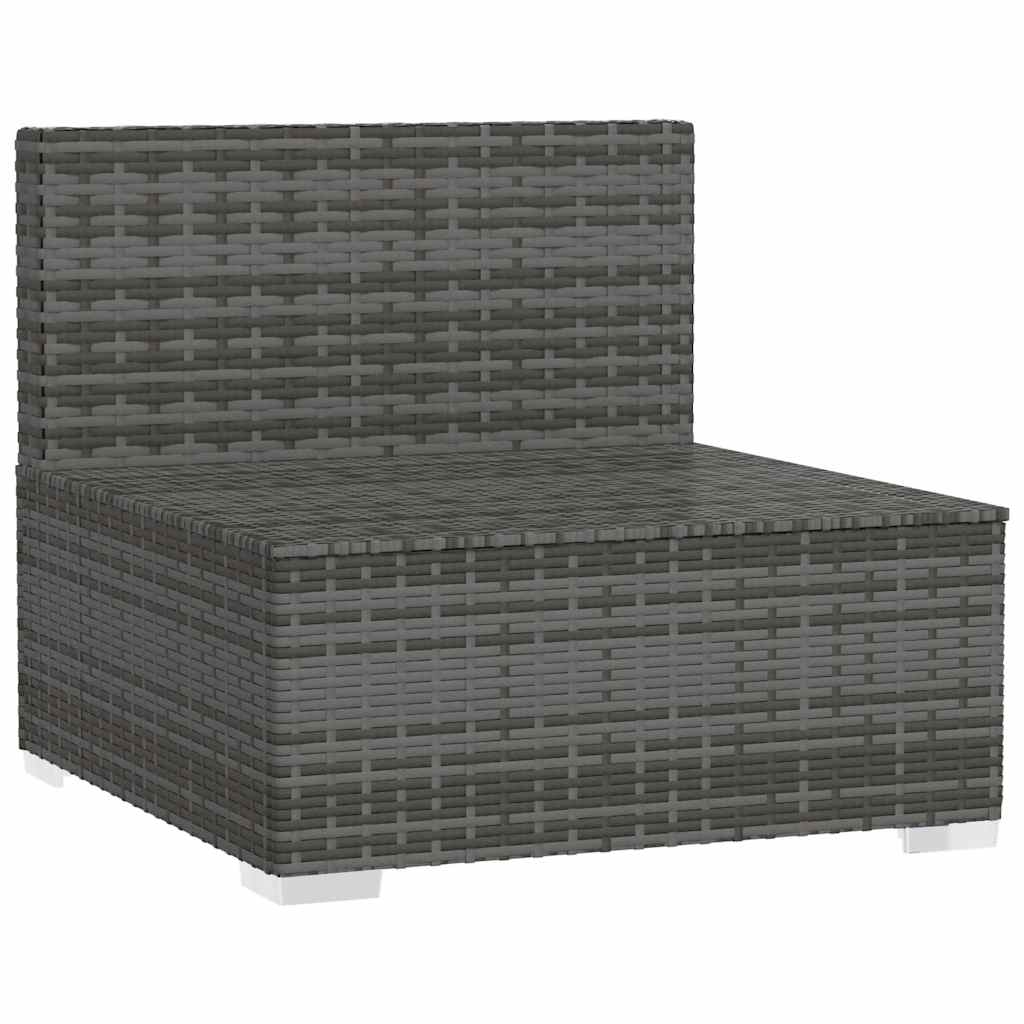 Garden Middle Sofa with Cushions Grey Poly Rattan | Rattan finish