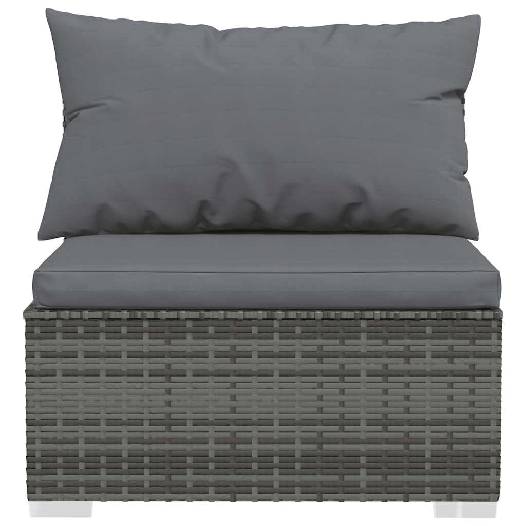 Outdoor Sectional Sofa Units - Garden Middle Sofa with Cushions Grey Poly Rattan
