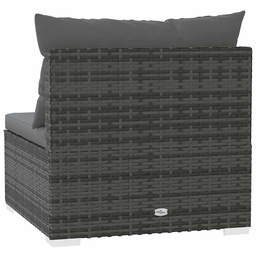 Rattan finish - Garden Middle Sofa with Cushions Grey Poly Rattan