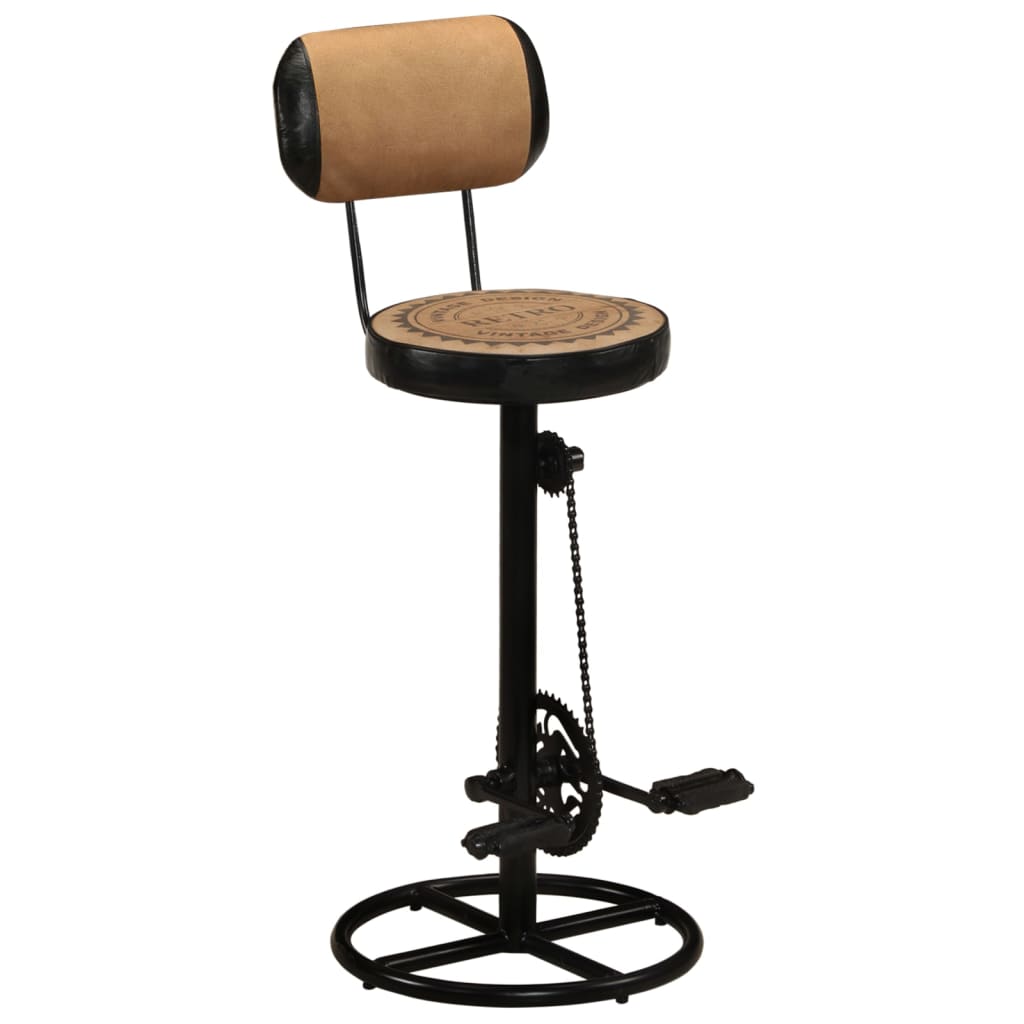 2 Pcs - Bar Stools with Canvas Print 2 pcs Brown and Black