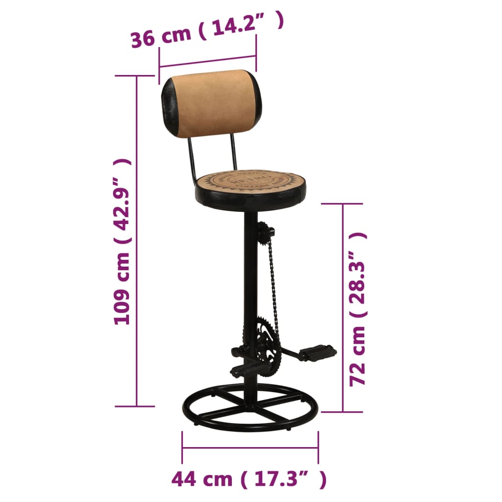 Bar Stools with Canvas Print 2 pcs Brown and Black | Canvas finish