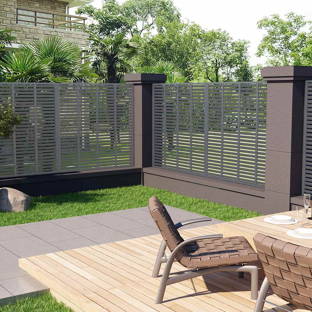 WPC Louvre Fence Panel 180x180cm Grey | Simpledeals