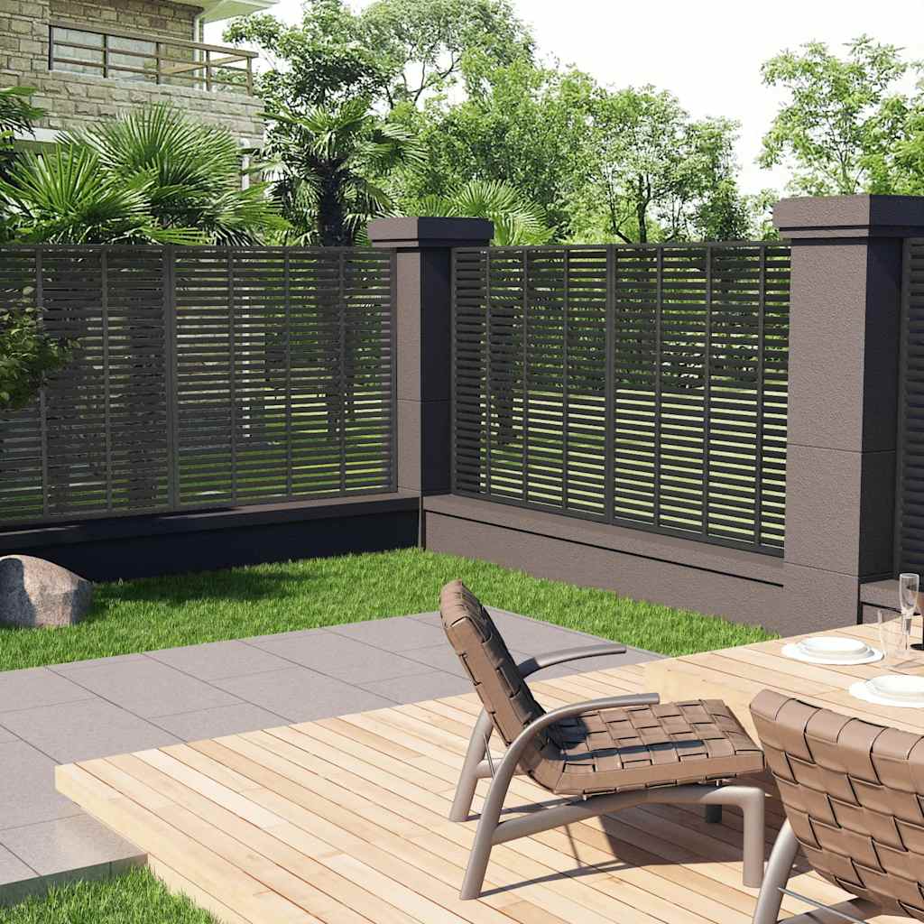WPC Louvre Fence Panel 180x180cm Dark Grey | Simpledeals