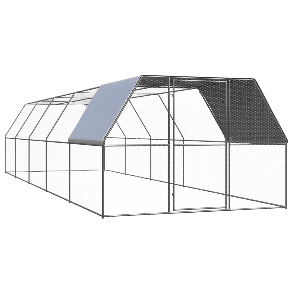 Galvanised Steel Chicken Run 3x10x2m Outdoor | Simpledeals