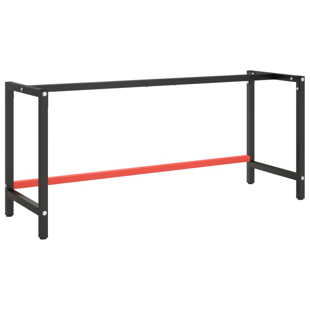 Metal Work Bench Frame 180cm Matte Black Red | Simpledeals