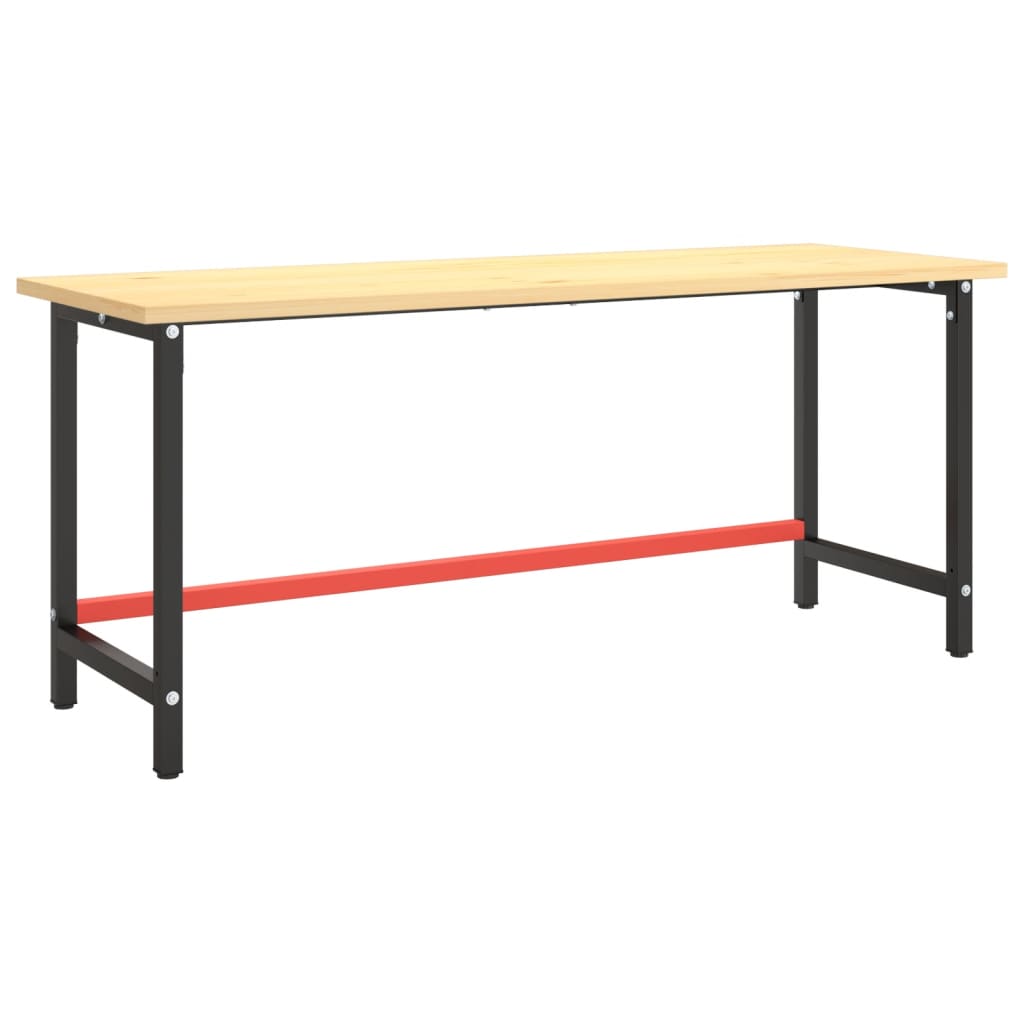 Metal Work Bench Frame 180cm Matte Black Red | Simpledeals