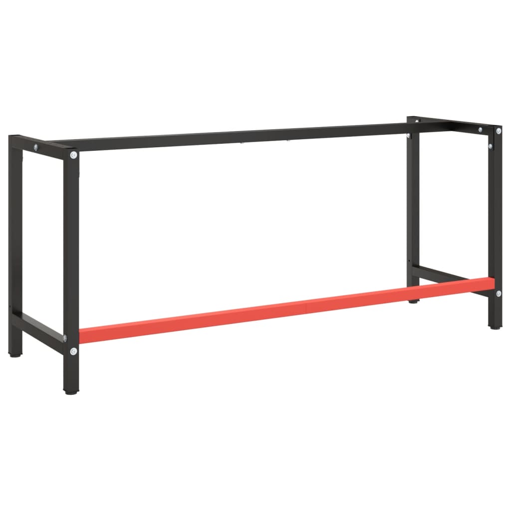 Metal Work Bench Frame 180cm Matte Black Red | Simpledeals