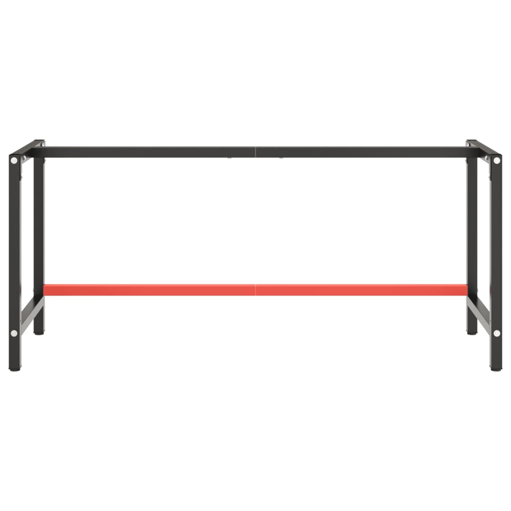 Metal Work Bench Frame 180cm Matte Black Red | Simpledeals