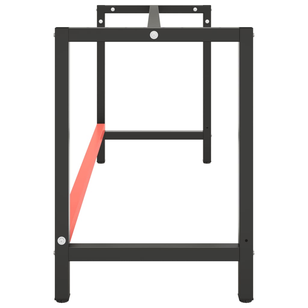 Metal Work Bench Frame 180cm Matte Black Red | Simpledeals