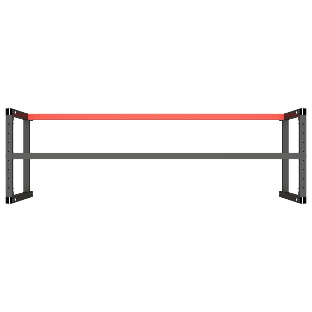 Metal Work Bench Frame 180cm Matte Black Red | Simpledeals