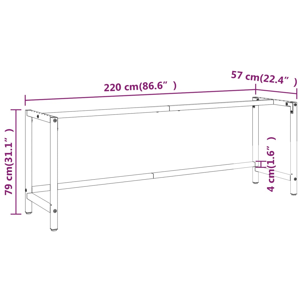 Metal Workbench Frame 220cm Workshop Bench | Simpledeals