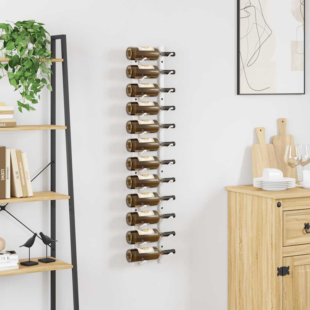 Wall Mounted Wine Rack 12 Bottle White Iron | Simpledeals