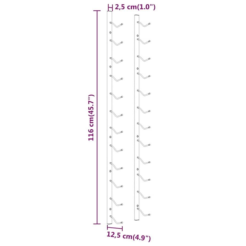 Wall Mounted Wine Rack 12 Bottle White Iron | Simpledeals