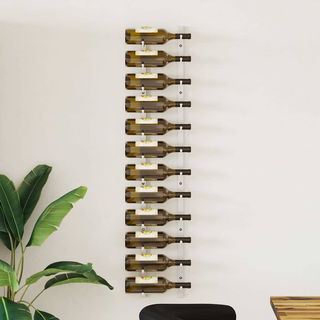 Wall Mounted Wine Rack 12 Bottle White Iron | Simpledeals
