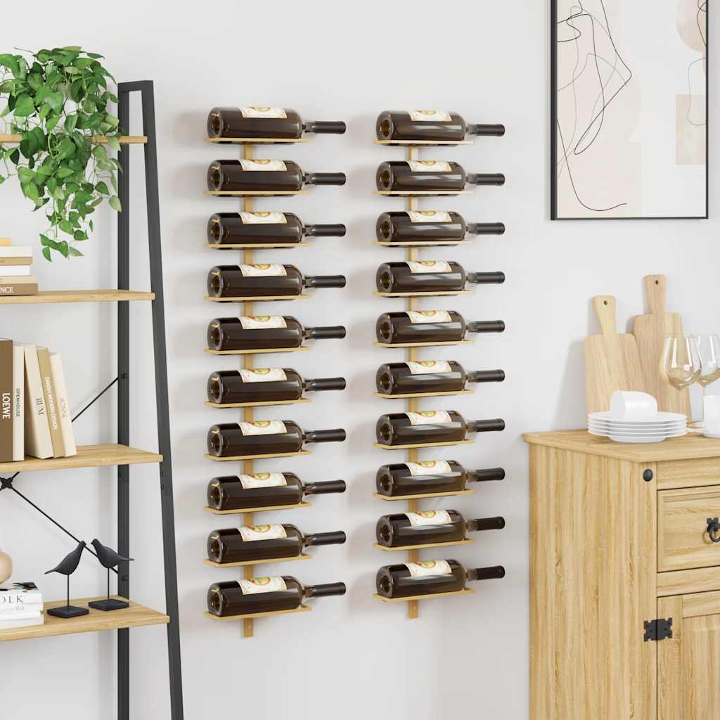 Gold Wall Mounted Wine Rack 20 Bottles Set | Simpledeals