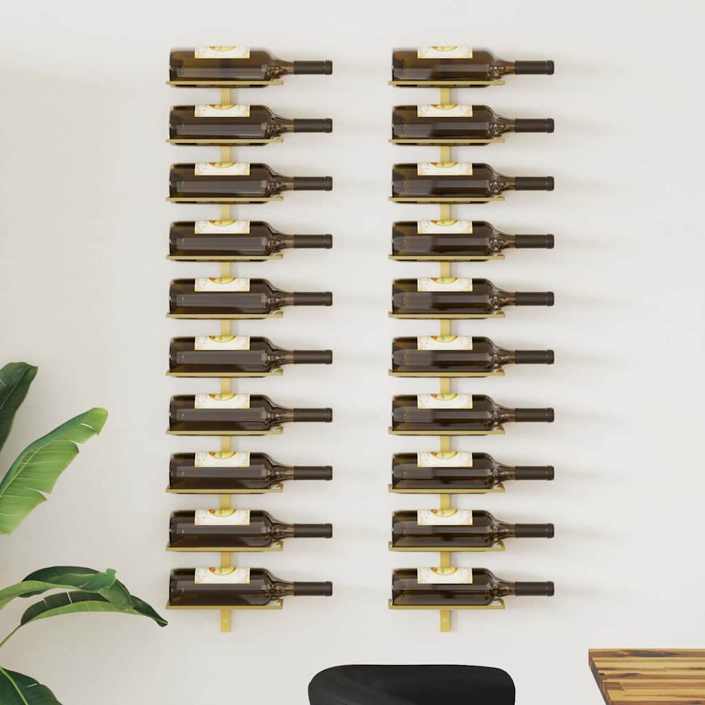 Gold Wall Mounted Wine Rack 20 Bottles Set | Simpledeals