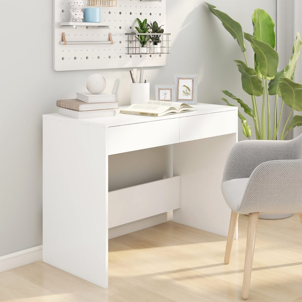White Office Desk 2 Drawers 101cm | Simpledeals
