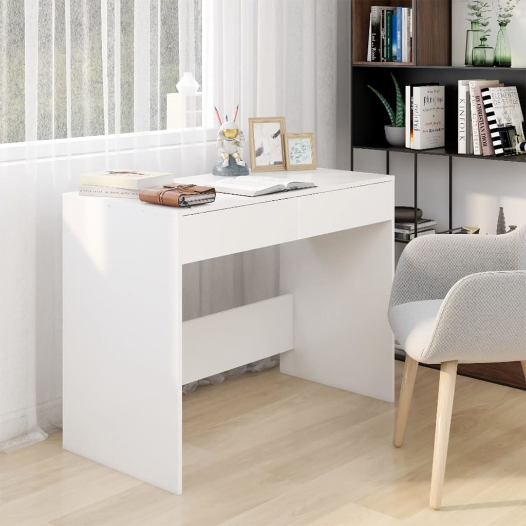 White Office Desk 2 Drawers 101cm | Simpledeals