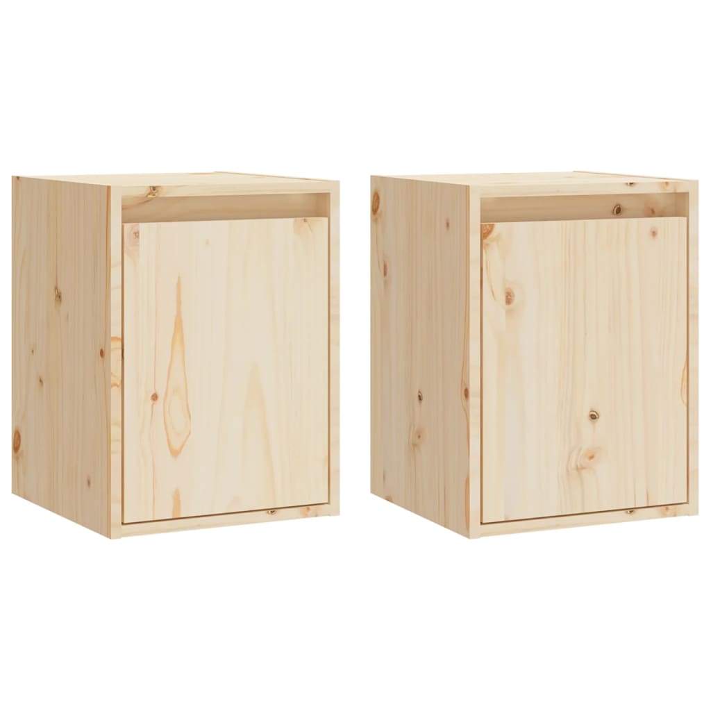 Wall Cabinets 2Pcs Solid Wood Pine