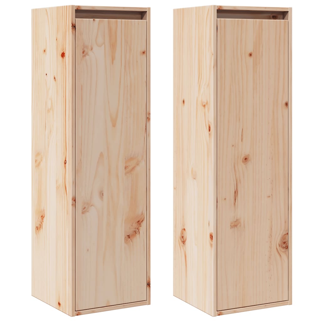 Wall Cabinets 2 Pcs Honey Brown/White/Natural Solid Wood Pine