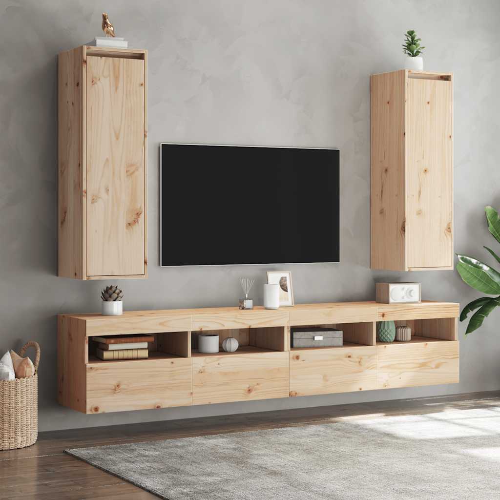Wall Cabinets 2 Pcs Honey Brown/White/Natural Solid Wood Pine