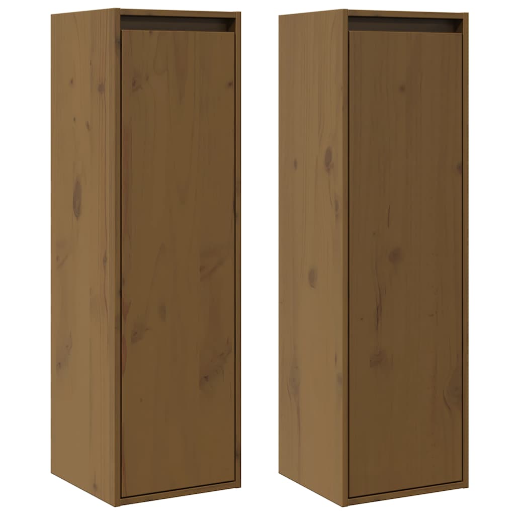 Wall Cabinets 2 Pcs Honey Brown/White/Natural Solid Wood Pine