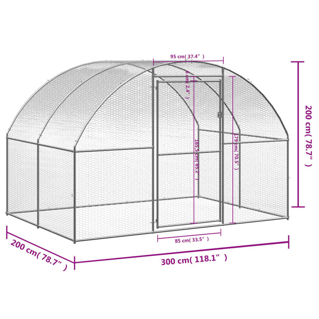 Large Chicken Coop Galvanised Steel 3x2x2m | Simpledeals