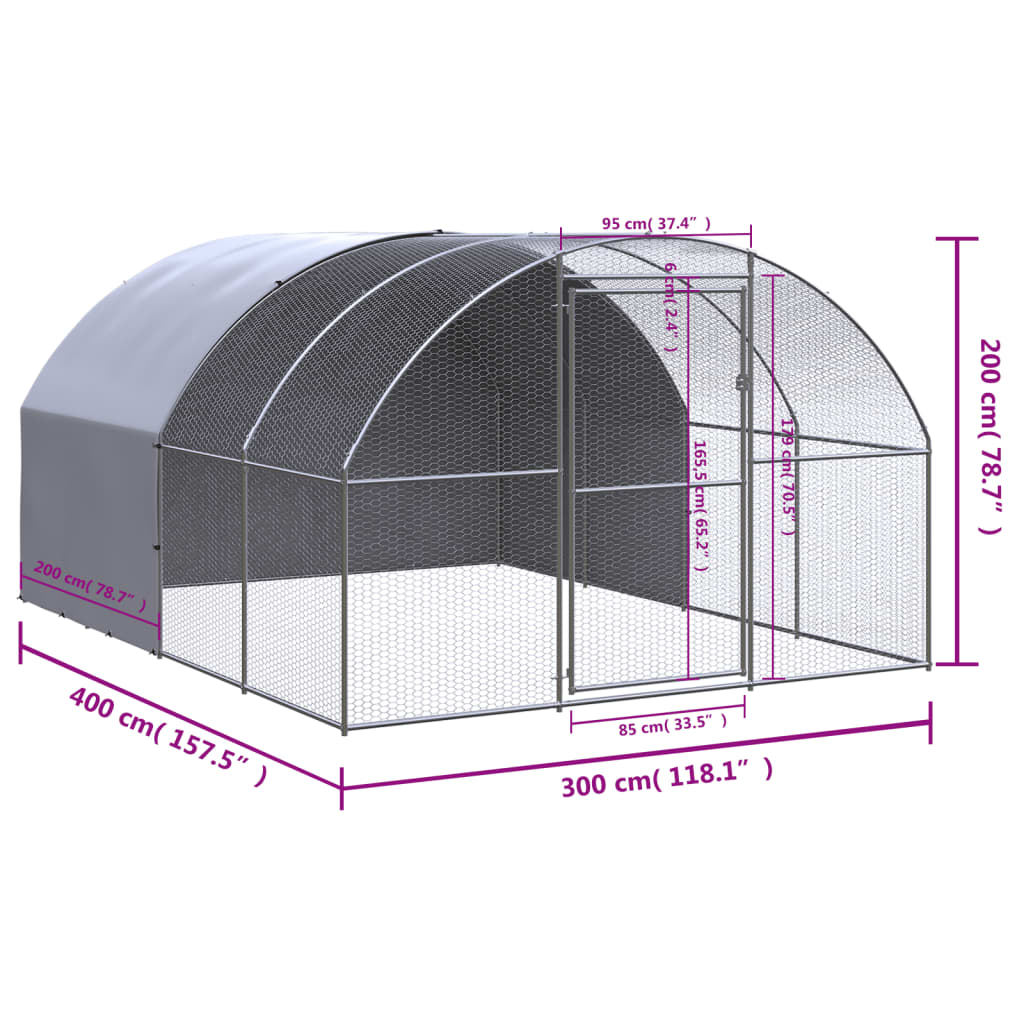 Large Chicken Coop 3x4x2m Galvanised Steel | Simpledeals