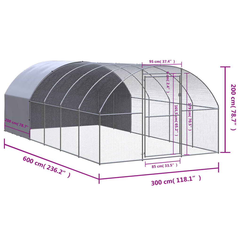 Large Galvanised Steel Chicken Coop 3x6m | Simpledeals
