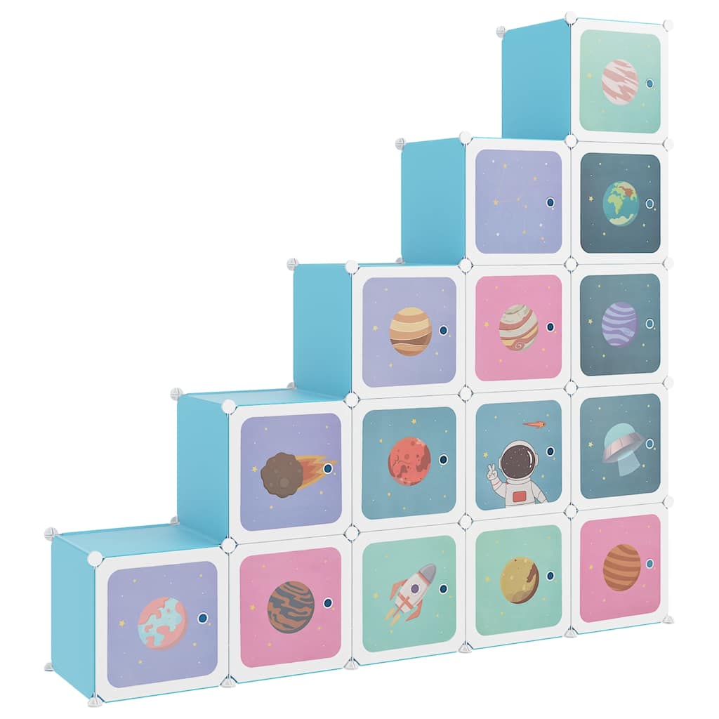 Cube Storage Cabinet Blue 155 cm x 31.5 cm x 154 cm