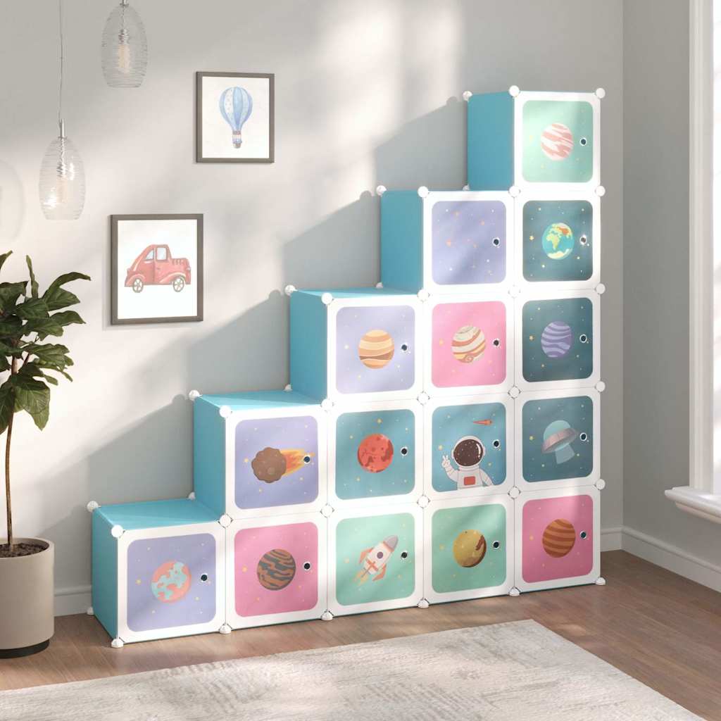 Cube Storage Cabinet Blue 155 cm x 31.5 cm x 154 cm