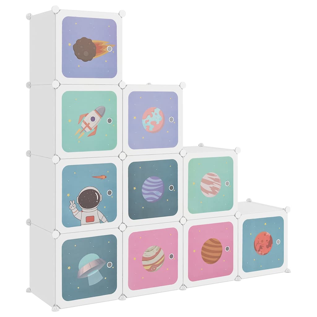 Kids Storage Cabinet White Cubes 124.5 cm x 31.5 cm x 123.5 cm