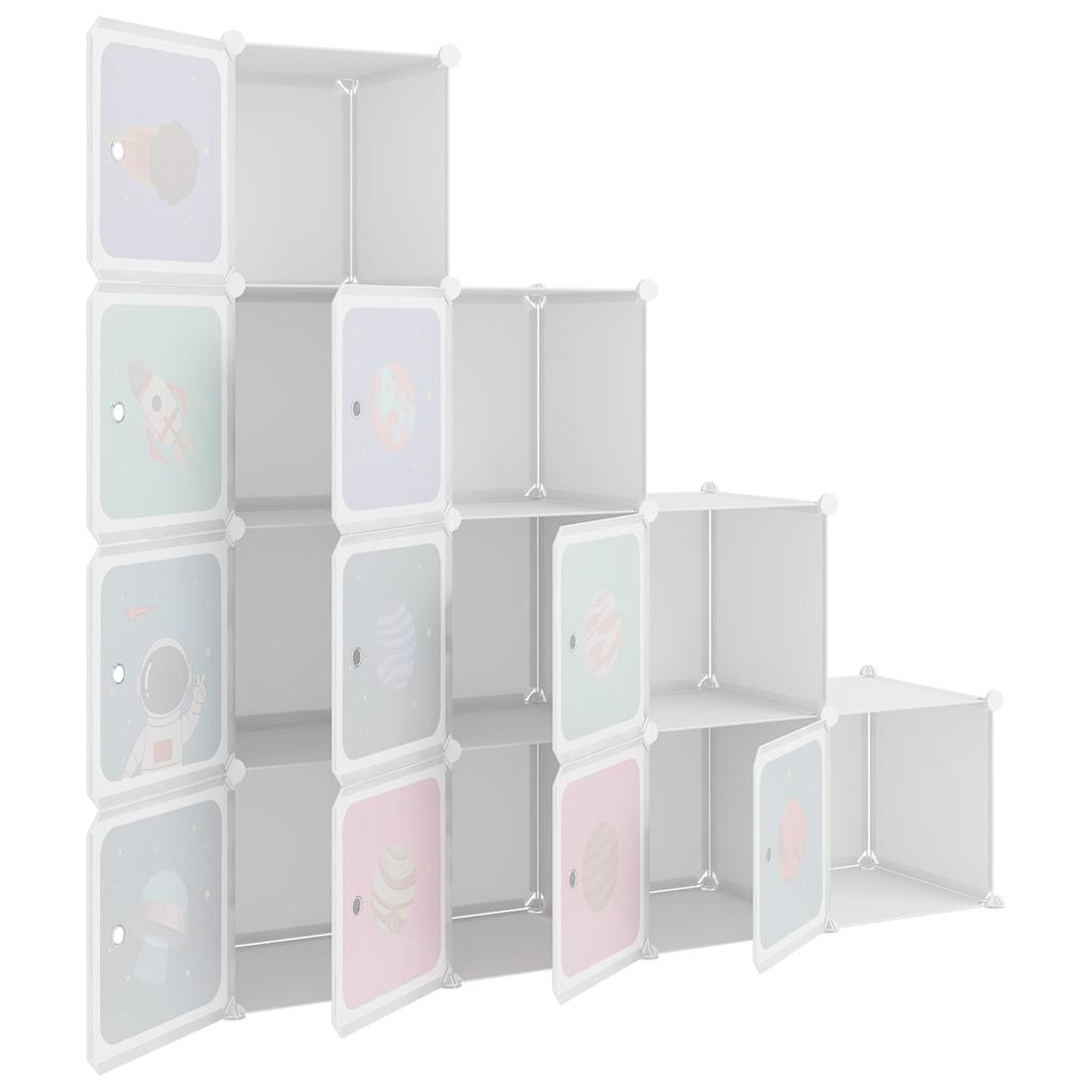 Kids Storage Cabinet White Cubes 124.5 cm x 31.5 cm x 123.5 cm