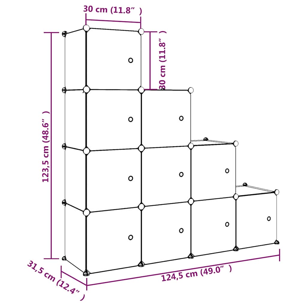 Kids Storage Cabinet White Cubes 124.5 cm x 31.5 cm x 123.5 cm