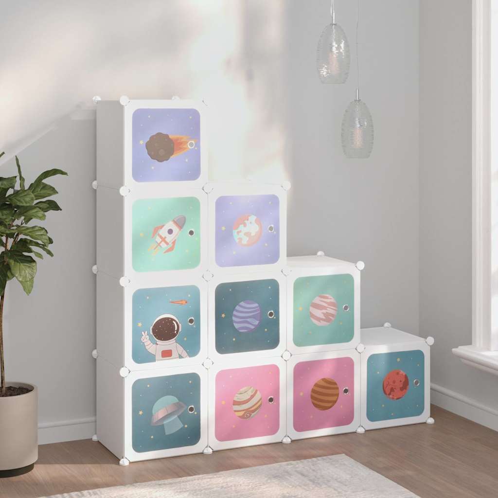 Kids Storage Cabinet White Cubes 124.5 cm x 31.5 cm x 123.5 cm
